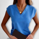 Ženski poletni top z V-izrezom in prostimi rokavi