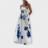 Rosalie - Šik off-shoulder cvetlična maxi obleka