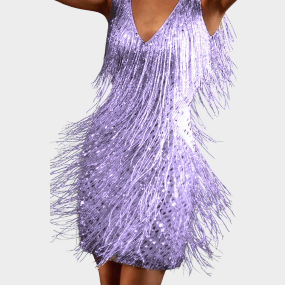 Tasa - Sijoča mini obleka z franjami