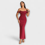 Ione - Bodycon obleka z odprtimi rameni in nabiranjem